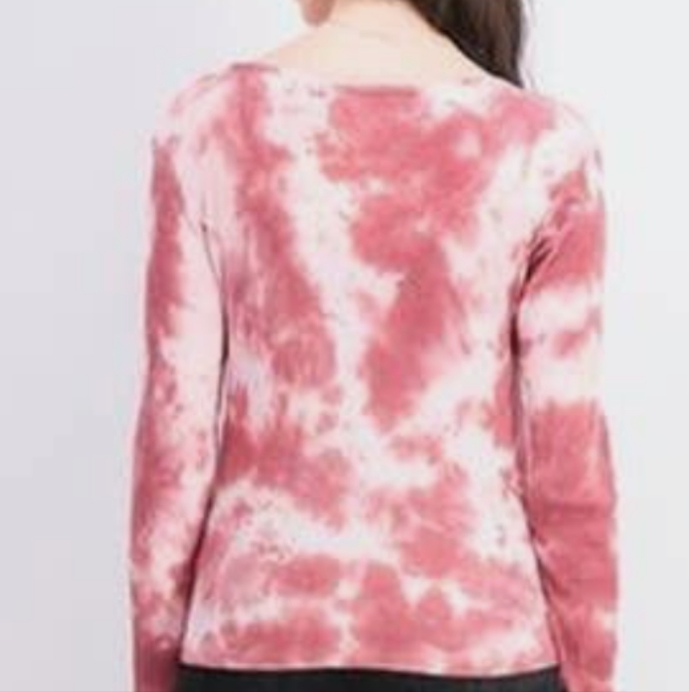 NWOT Ultra Flirt Tie Dye Twist Hem L/S Henley Thermal Style Top, Size XL - Picture 3 of 12